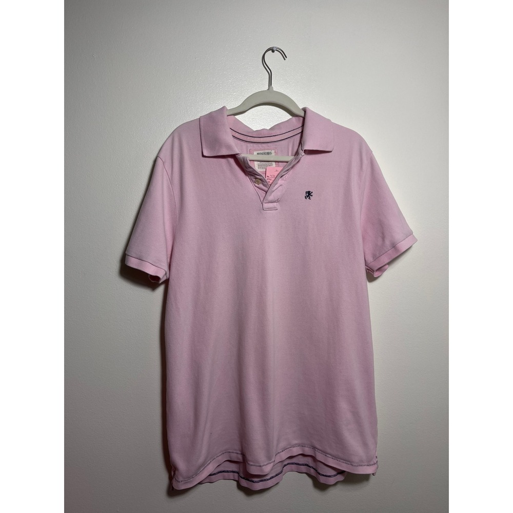 Mossimo Supply Co Mens Pink Athletic Fit Short Sleeve Polo Shirt Lion‎ Logo